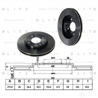 Тормозной диск передний вентилируемый BLITZ bs0284 1422986367 H EYGQJ