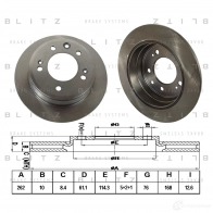 Тормозной диск задний сплошной BLITZ GE4N 7 Kia ProCeed (ED) 1 2006 – 2012 bs0288