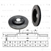 Тормозной диск передний вентилируемый BLITZ bs0298 SO WTY5 1422986500