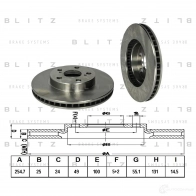 Тормозной диск передний вентилируемый BLITZ NS3 RP9Y Toyota Carina (T190) 2 Седан 1.6 (AT190) 106 л.с. 1995 – 1997 bs0315
