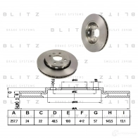 Тормозной диск передний вентилируемый BLITZ 1422986115 bs0317 J5RWI 5
