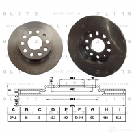 Тормозной диск задний сплошной BLITZ Volkswagen Touran (5T1) 3 Минивэн 1.0 TSI 116 л.с. 2018 – наст. время bs0318 1 WW9K5