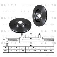 Тормозной диск передний вентилируемый BLITZ bs0326 1422986113 QI39 Z7K