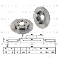 Тормозной диск задний сплошной BLITZ bs0331 S760 N2 1422986041