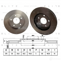 Тормозной диск передний вентилируемый BLITZ bs0334 1422985910 LF7B 6