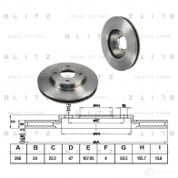 Тормозной диск передний вентилируемый BLITZ 5T5A O4 1422986049 bs0336