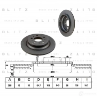 Тормозной диск задний сплошной BLITZ Volvo V70 2 (285) Универсал 2.0 T 180 л.с. 1999 – 2007 Z HRZUW bs0337