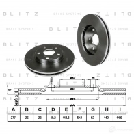 Тормозной диск передний вентилируемый BLITZ MEK 0V2 1422986548 bs0346