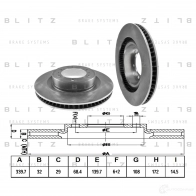 Тормозной диск передний вентилируемый BLITZ 1422986238 GSO MU4 bs0347