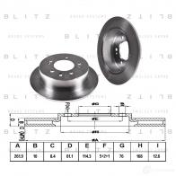 Тормозной диск задний сплошной BLITZ PHWM JCX 1422986160 bs0350