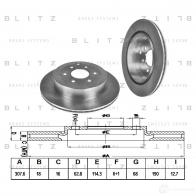 Тормозной диск задний вентилируемый BLITZ S 46WHQY bs0352 1422986399