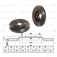 Тормозной диск передний вентилируемый BLITZ bs0354 XZUTG BC 1422986321