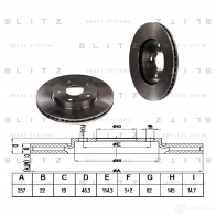 Тормозной диск передний вентилируемый BLITZ 1422986547 VJ1 Q0R bs0362