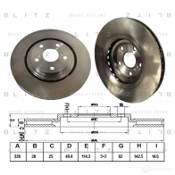 Тормозной диск передний вентилируемый BLITZ Toyota Highlander (U40) 2 Кроссовер 3.5 4WD (GSU45) 273 л.с. 2007 – 2013 9 P6Z3C6 bs0375