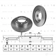 Тормозной диск передний вентилируемый BLITZ 1422986550 4E 8XXET bs0376