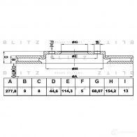 Тормозной диск задний сплошной BLITZ bs0423 1422986392 RK6AU B - Изображение 1