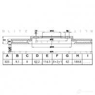 Тормозной диск задний сплошной BLITZ bs0481 1436949954 QO51 9BW - Изображение 1