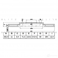 Тормозной диск задний сплошной BLITZ VJ0E QZY Hyundai Santa Fe bs0508