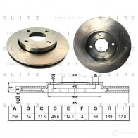 Тормозной диск передний вентилируемый BLITZ NFYY M 1436950052 bs0519