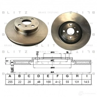 Тормозной диск передний вентилируемый BLITZ 3 GBF3 1436950084 bs0524