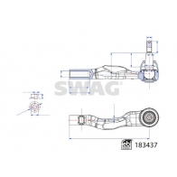 Рулевой наконечник SWAG Porsche Panamera (971) 2 Хэтчбек 4.0 4S Diesel 422 л.с. 2016 – наст. время BWAKP 4 33 10 8966