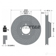 Тормозной диск TEXTAR 92216710 98200 2167 0 1 98200 2167 0 1 OE-Line Porsche 911 (997) 4 Купе 3.6 GT3 415 л.с. 2006 – 2009