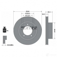 Тормозной диск TEXTAR 92204600 Lexus LX (J200) 3 Внедорожник 5.7 570 (URJ201) 389 л.с. 2009 – 2024 BIP5L 98200 2046 0 1 PRO