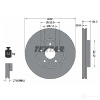 Тормозной диск TEXTAR Chevrolet Malibu 8 (V300) Седан 2.5 200 л.с. 2013 – 2025 7F8BG5S 92187000 98200 1870 0 1 PRO