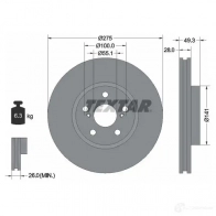 Тормозной диск TEXTAR 98200 1420 0 1 98200 1420 92142000 Toyota Caldina (T210) 2 Универсал 2.0 4WD (ST215W) 261 л.с. 2000 – 2001