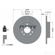 Тормозной диск TEXTAR 98200 1185 0 1 Opel Vectra (C) 3 Хэтчбек 2.8 V6 Turbo (F68) 255 л.с. 2005 – 2008 98200 1185 92118500