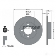 Тормозной диск TEXTAR 92098200 98200 0982 98200 0982 0 1 Seat Ibiza (6K1) 2 Хэтчбек 1.6 GLx 103 л.с. 1999 – 2002