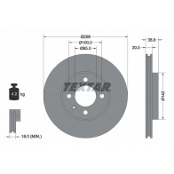 Тормозной диск TEXTAR Volkswagen Passat (B3-B4) 2 Седан 2.0 115 л.с. 1990 – 1996 98200 0368 0 1 98200 0368 92036800