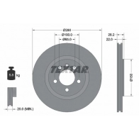 Тормозной диск TEXTAR 92057100 98200 0571 0 1 98200 0571 Volkswagen Golf 3 (1H1) Хэтчбек 2.8 VR6 163 л.с. 1995 – 1997