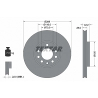 Тормозной диск TEXTAR 98200 0756 Saab 9-5 (YS3E) 1 Универсал 3.0 V6t 200 л.с. 1998 – 2009 92075603 98200 0756 0 1