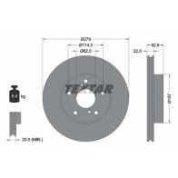 Тормозной диск TEXTAR 92080900 98200 0809 Toyota Previa (XR10, XR20) 1 Минивэн 2.4 (TCR11. TCR10) 132 л.с. 1990 – 2000 98200 0809 0 1