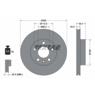 Тормозной диск TEXTAR 98200 0838 0 1 PRO+ 2JQHH8 92083805 Volkswagen Transporter (T4) 4 Грузовик 2.4 D Syncro 78 л.с. 1992 – 1998