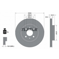Тормозной диск TEXTAR 98200 1121 0 1 Lada Granta (2191) 2 Лифтбек 1.6 98 л.с. 2014 – наст. время 92112100 98200 1121