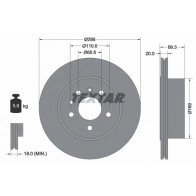 Тормозной диск TEXTAR 92144900 Opel Omega (B) 2 Седан 3.2 V6 (F69) 218 л.с. 2001 – 2003 98200 1449 0 1 98200 1449