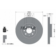 Тормозной диск TEXTAR 92145803 Fiat Punto Evo (199) 3 Хэтчбек 1.6 D Multijet 120 л.с. 2009 – 2012 98200 1458 98200 1458 0 1