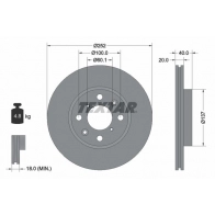 Тормозной диск TEXTAR Opel Agila (B) 2 Хэтчбек 1.2 (F68) 94 л.с. 2010 – 2014 92148903 98200 1489 98200 1489 0 1