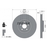 Тормозной диск TEXTAR 98200 1605 0 1 PRO+ Audi TT (8J3) 2 Купе 2.0 Tfsi Quattro 200 л.с. 2008 – 2010 FCAJ90T 92160505