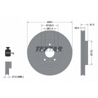 Тормозной диск TEXTAR W42BI7 98200 1870 0 1 PRO 92187003 Chevrolet Malibu 8 (V300) Седан 2.5 200 л.с. 2013 – 2025