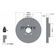 Тормозной диск TEXTAR 98200 1870 0 1 PRO+ Opel Insignia (A) 1 Хэтчбек 2.0 CDTI 4x4 (68) 170 л.с. 2014 – 2017 XN4QD0 92187005