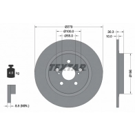 Тормозной диск TEXTAR Lexus CT (A10) 1 2010 – 2020 98200 2283 0 1 98200 2283 92228303