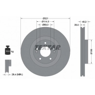 Тормозной диск TEXTAR 92242905 Kia Sorento (XM) 2 Кроссовер 3.5 4WD 276 л.с. 2009 – 2024 MS3W HYF