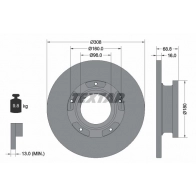 Тормозной диск TEXTAR 98200 2739 0 1 PRO 92273903 Ford Transit 8 (V363) Фургон 2.2 TDCi 155 л.с. 2013 – 2025 6YQTU3