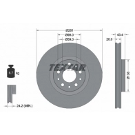 Тормозной диск TEXTAR Fiat Tipo (356) 2 Хэтчбек 1.6 D (356HxG1B) 120 л.с. 2016 – 2025 A0 OUE3 92304803