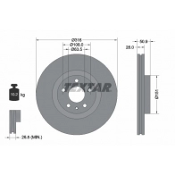 Тормозной диск TEXTAR Ford Mondeo 5 (CNG, CF) Универсал 2.0 TDCi 150 л.с. 2014 – 2024 92309603 58EH 0ZO