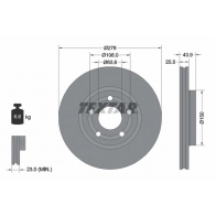 Тормозной диск TEXTAR 8QQ CF71 92327503 Ford Puma 2 (B3) Кроссовер 1.0 EcoBoost mHEV 155 л.с. 2019 – 2025