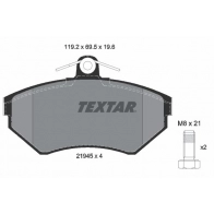 Тормозные колодки дисковые, комплект TEXTAR Audi A4 (B5) 1 Седан 1.8 125 л.с. 1994 – 2000 21945 196 1 4 2194503 21945